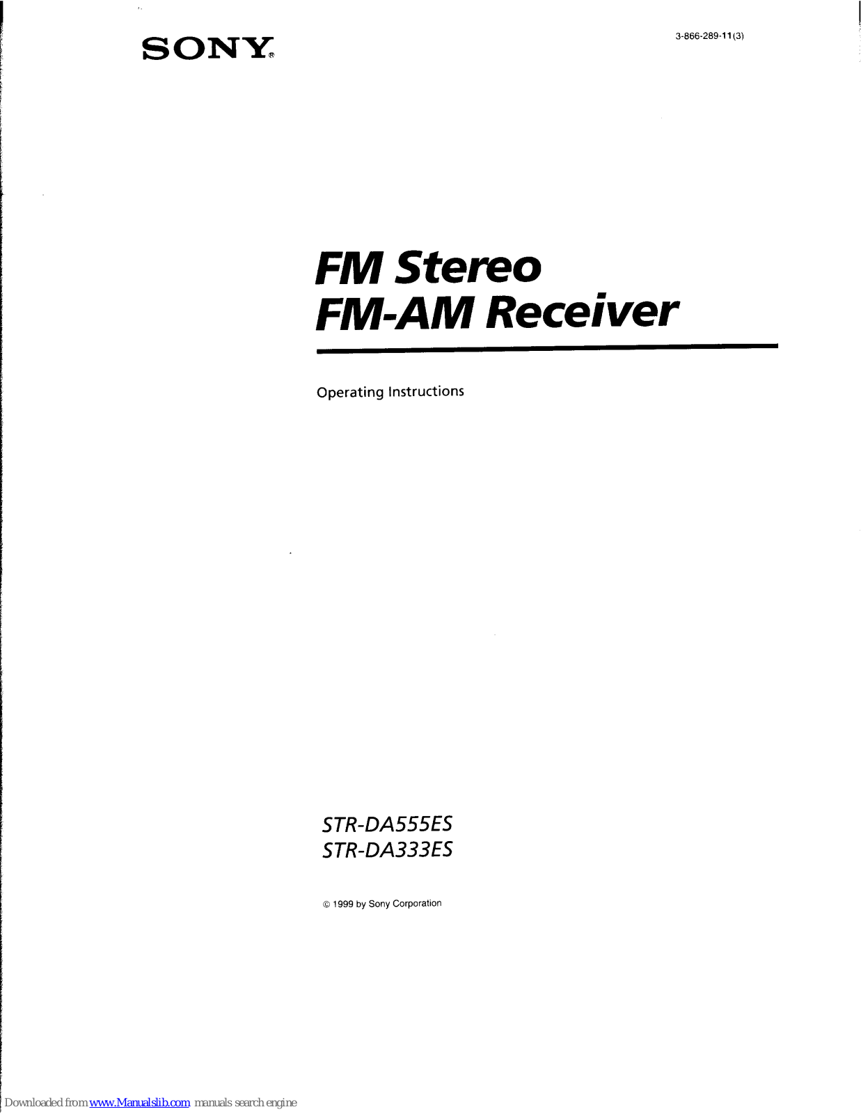 Sony STR-DA333ES Primary, STR-DA555ES, MCBR270B Operating Instructions Manual