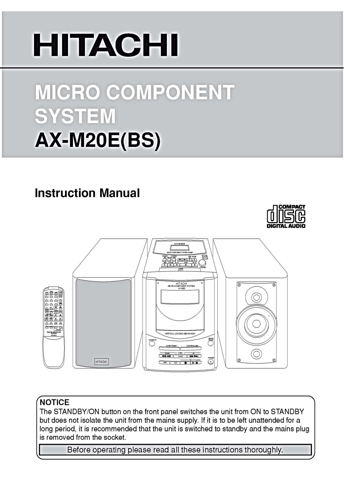 Hitachi AX-M20-EBS Owners Manual