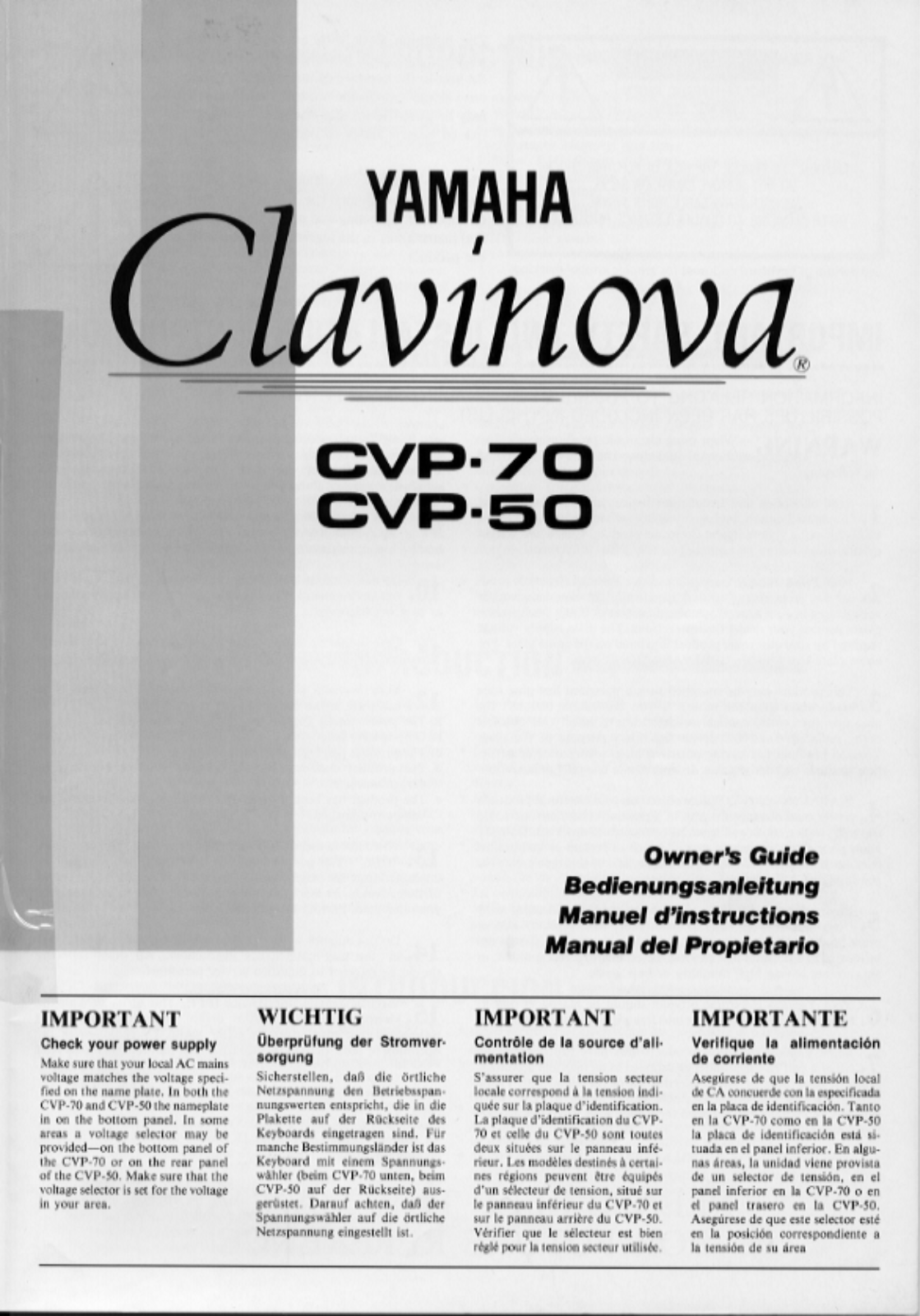 Yamaha CVP-70E, CVP-70 User Manual