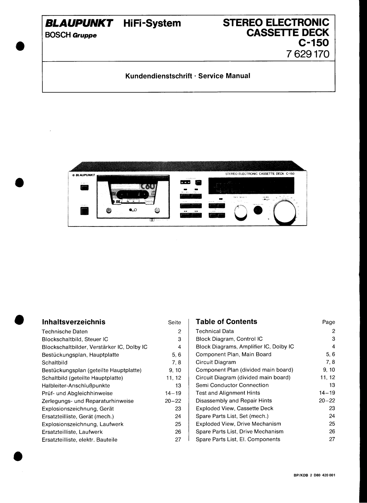 Blaupunkt C-150 Service manual