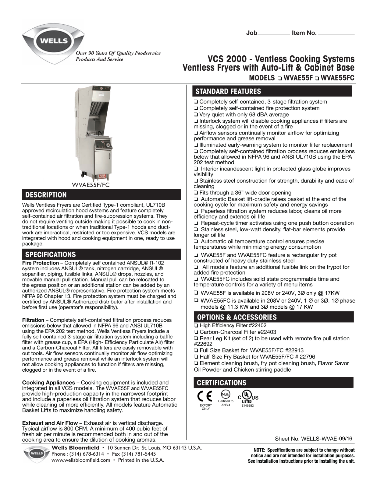 Wells WVAE55F User Manual