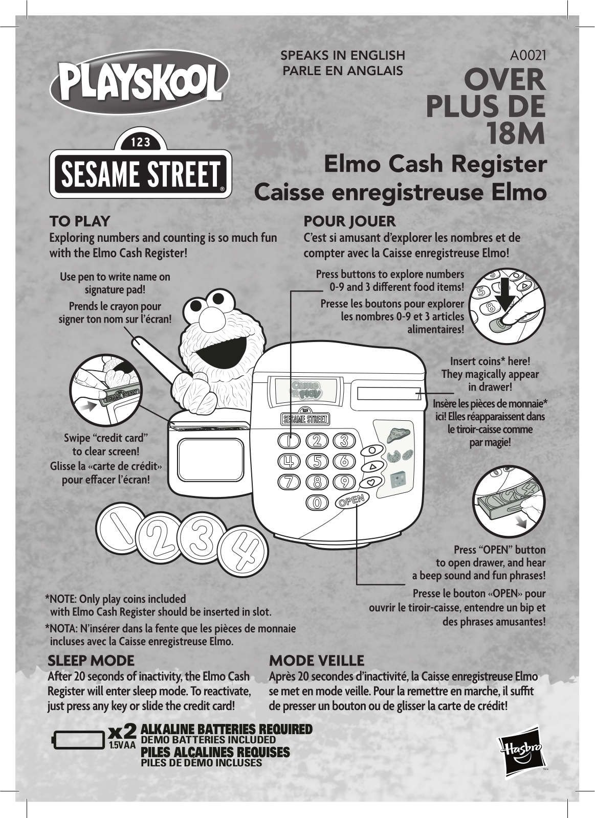 HASBRO Elmo Cash Register User Manual