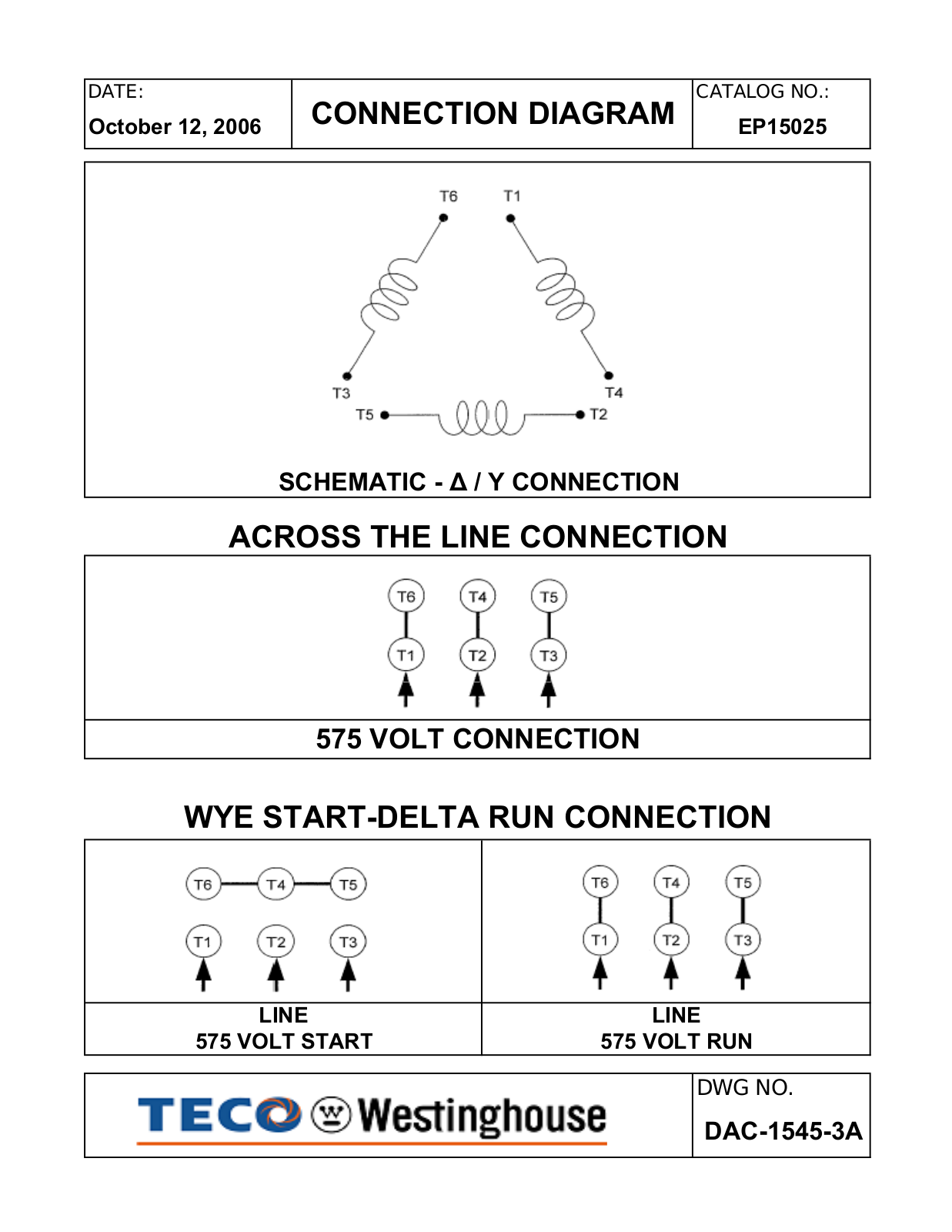 Teco EP15025 Connection Diagram