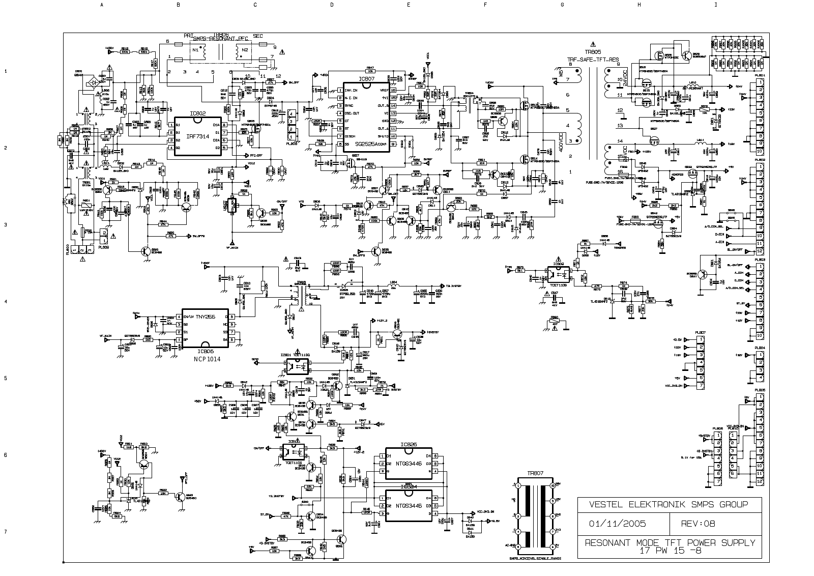 Vestel 17PW15-8, 17PW15 Power Suply, Toshiba 32LV833G Schematic