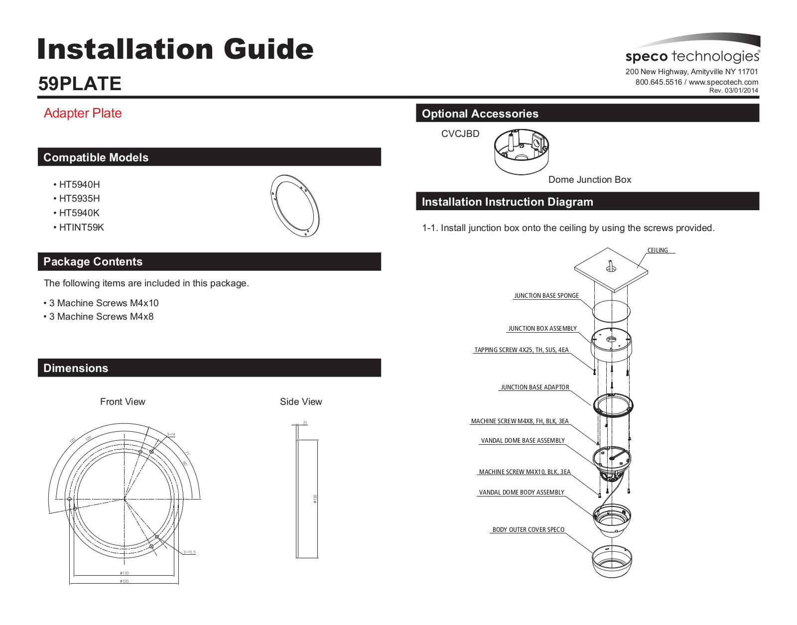 Speco 59PLATE User Manual