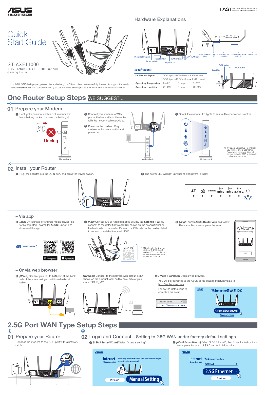 Asus GT-AXE11000 Quick Installation Guide