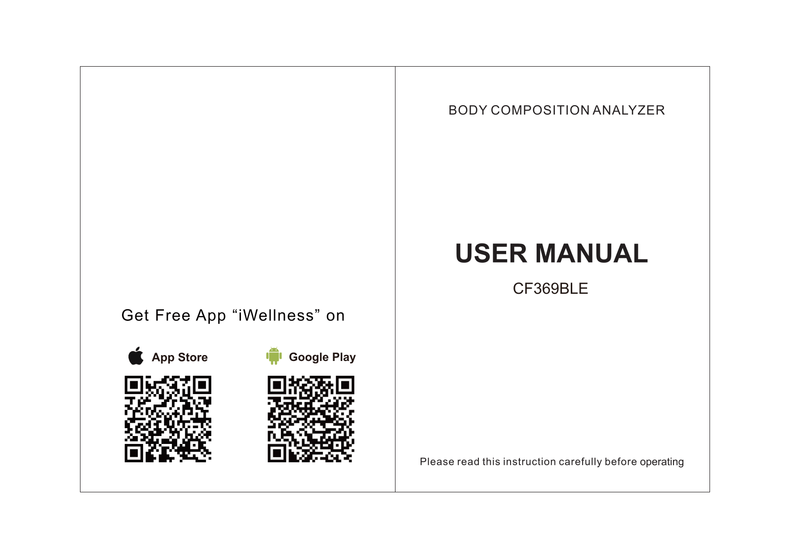 Unique Scales CF369BLE User Manual