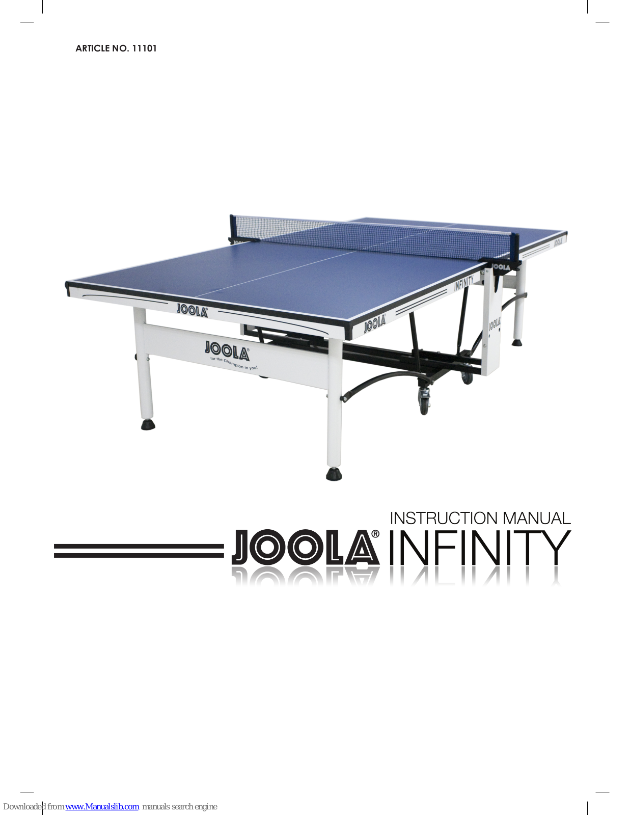 JOOLA Infinity Instruction Manual