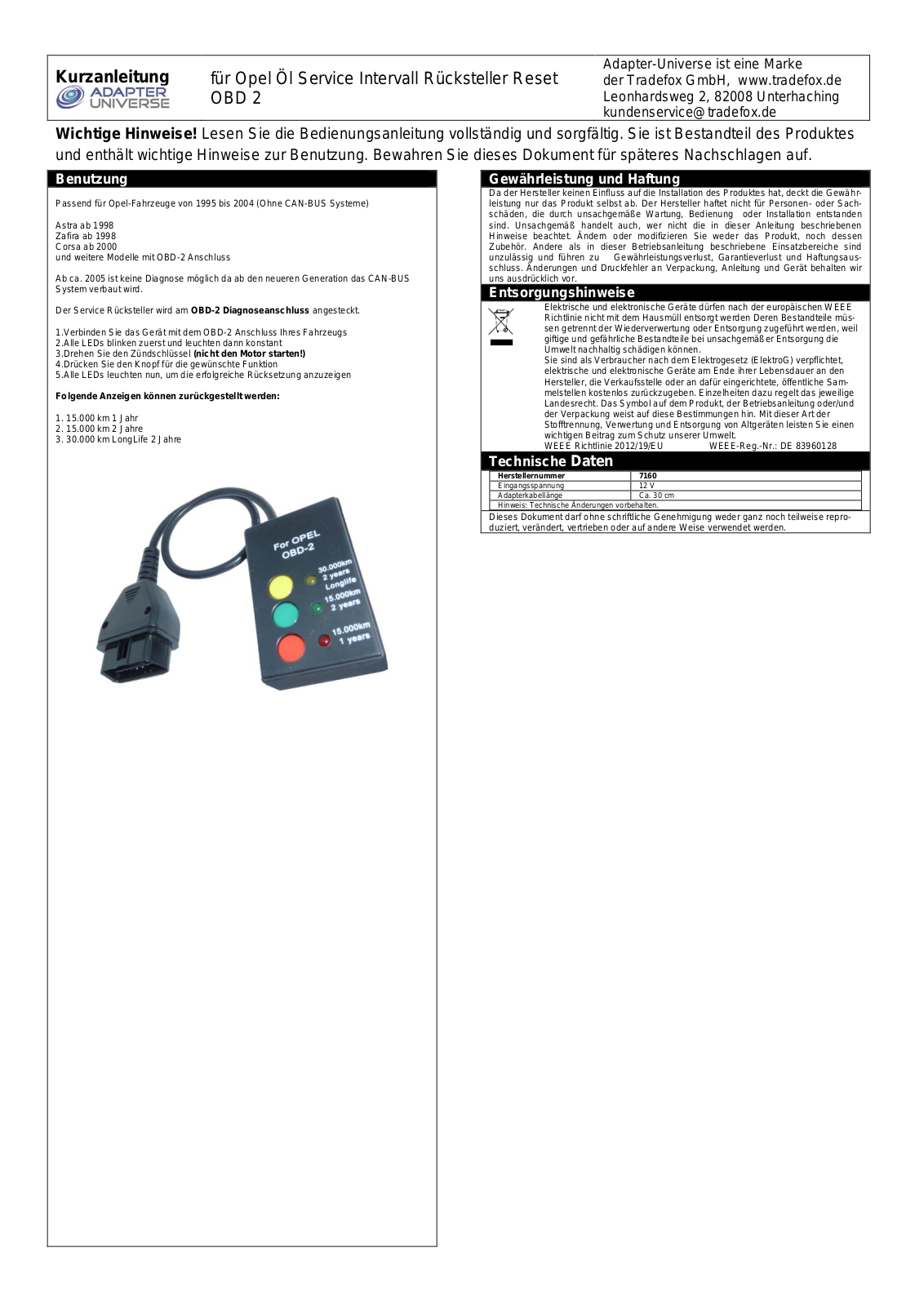Adapter Universe 7160 Quick Start Guide - ManualMachine.com