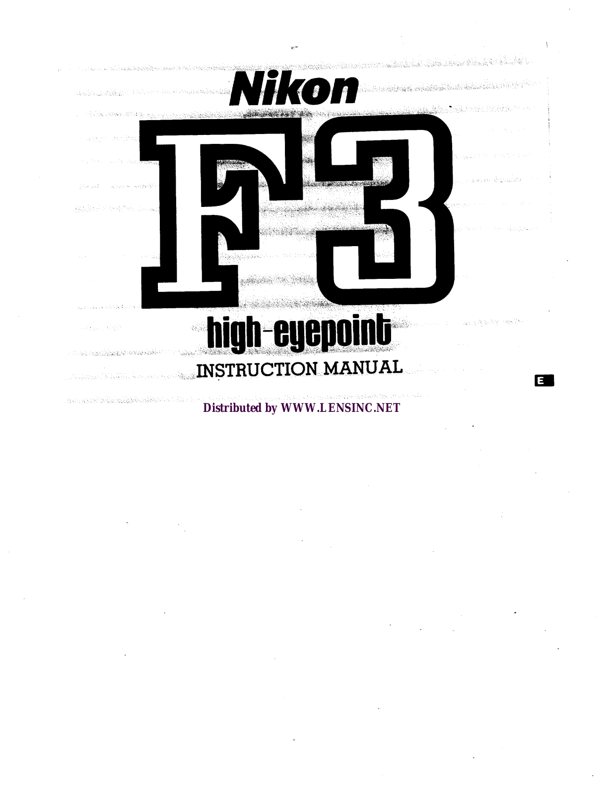 Nikon F3 High Eyepoint Instruction Manual