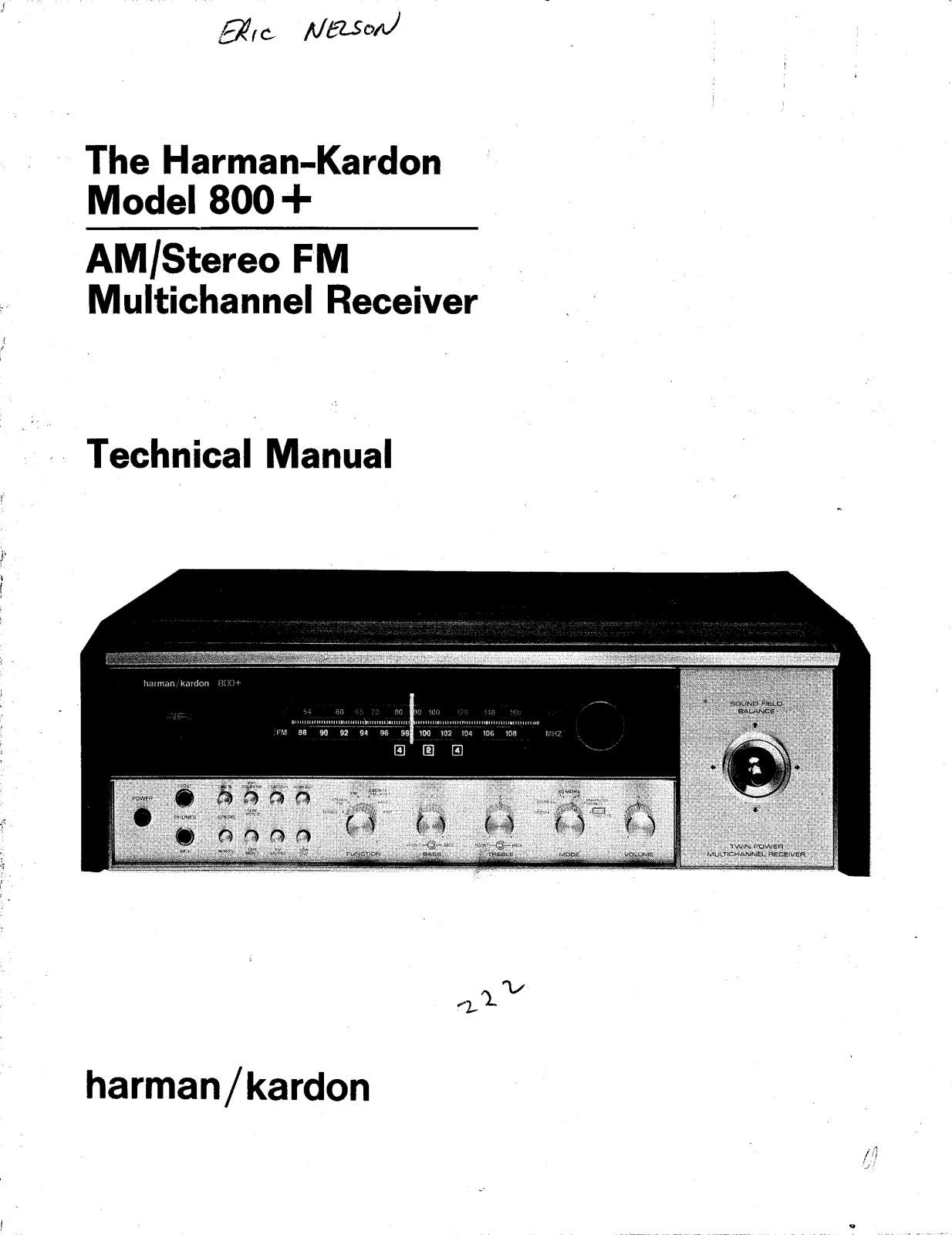 Harman Kardon 800 plus Service manual