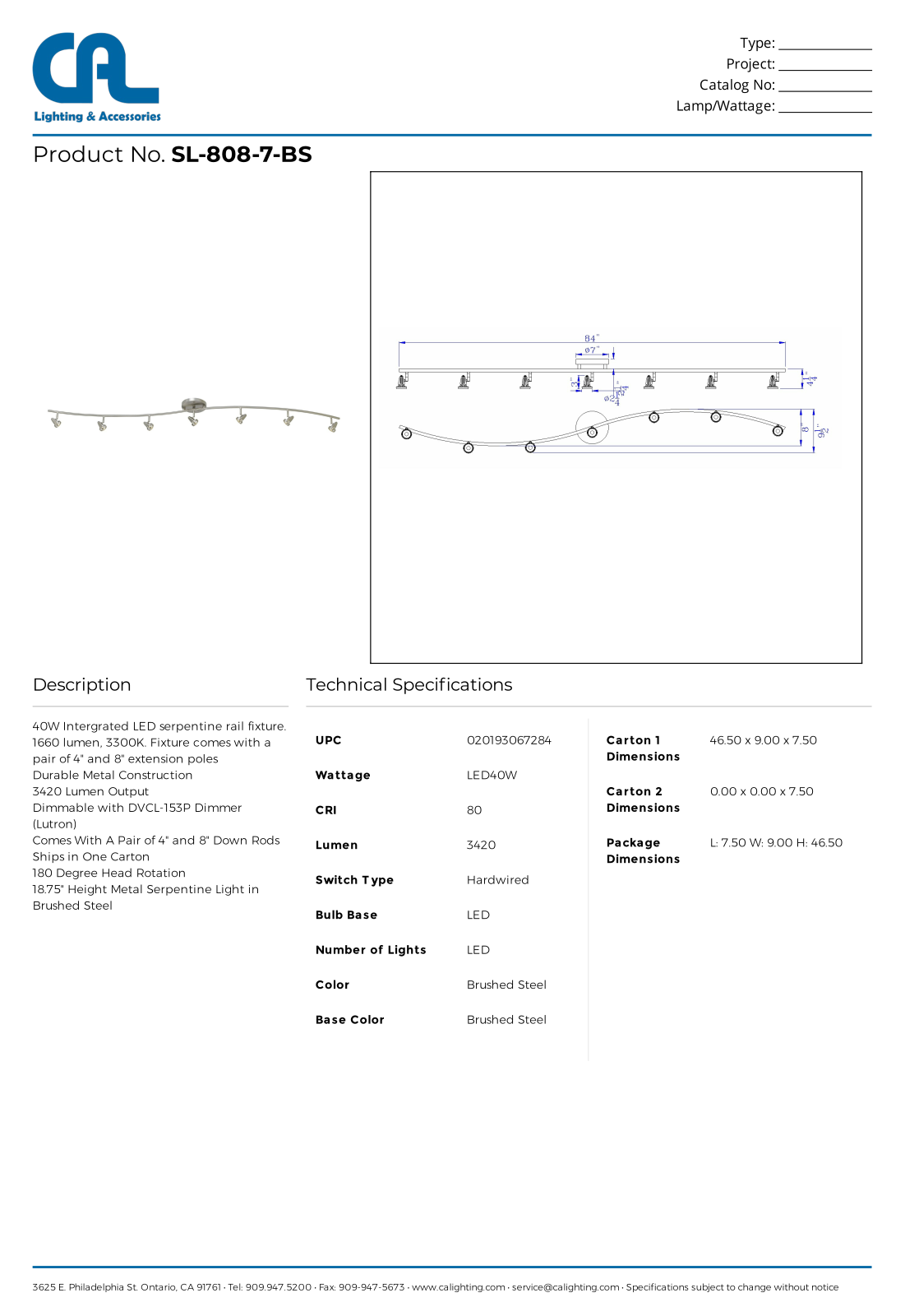 Cal Lighting CG10076 Specifications - ManualMachine.com