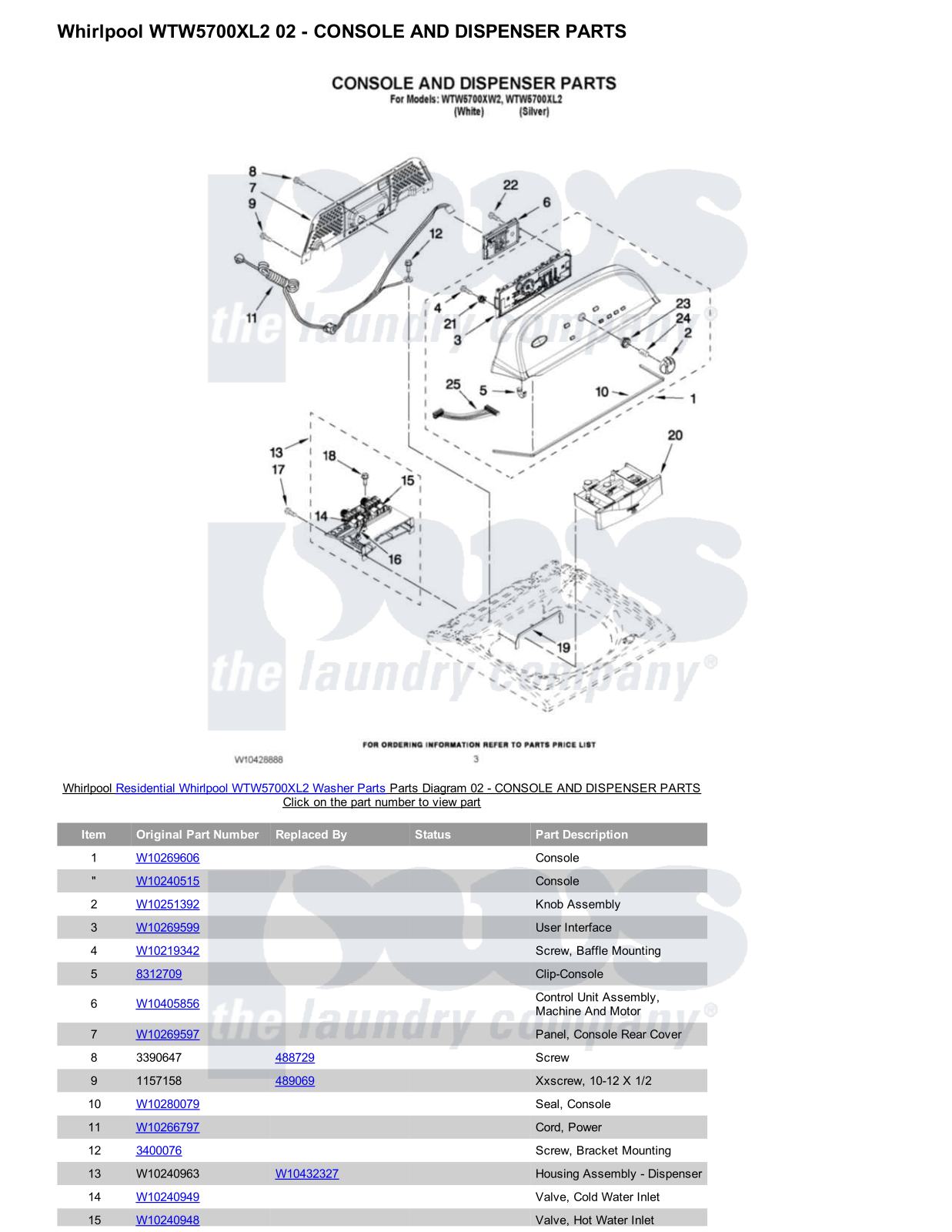 Whirlpool WTW5700XL2 Parts Diagram