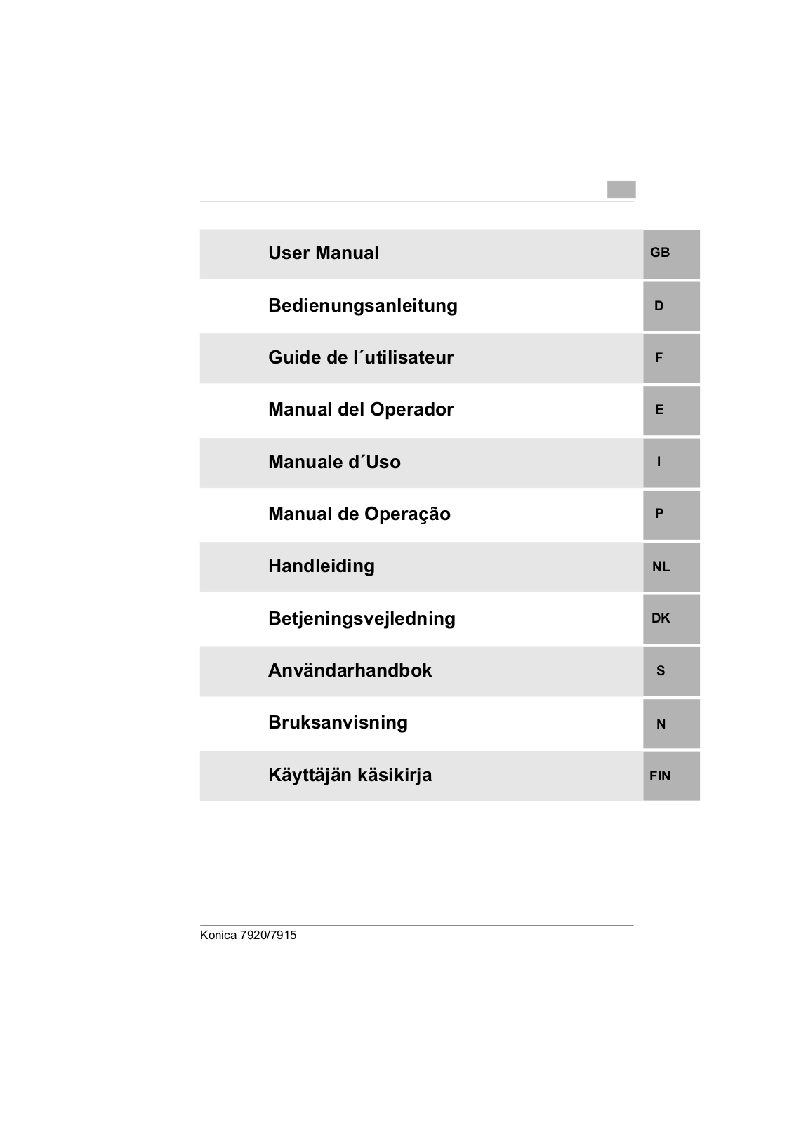 Konica Minolta 7920, 7915 User Manual