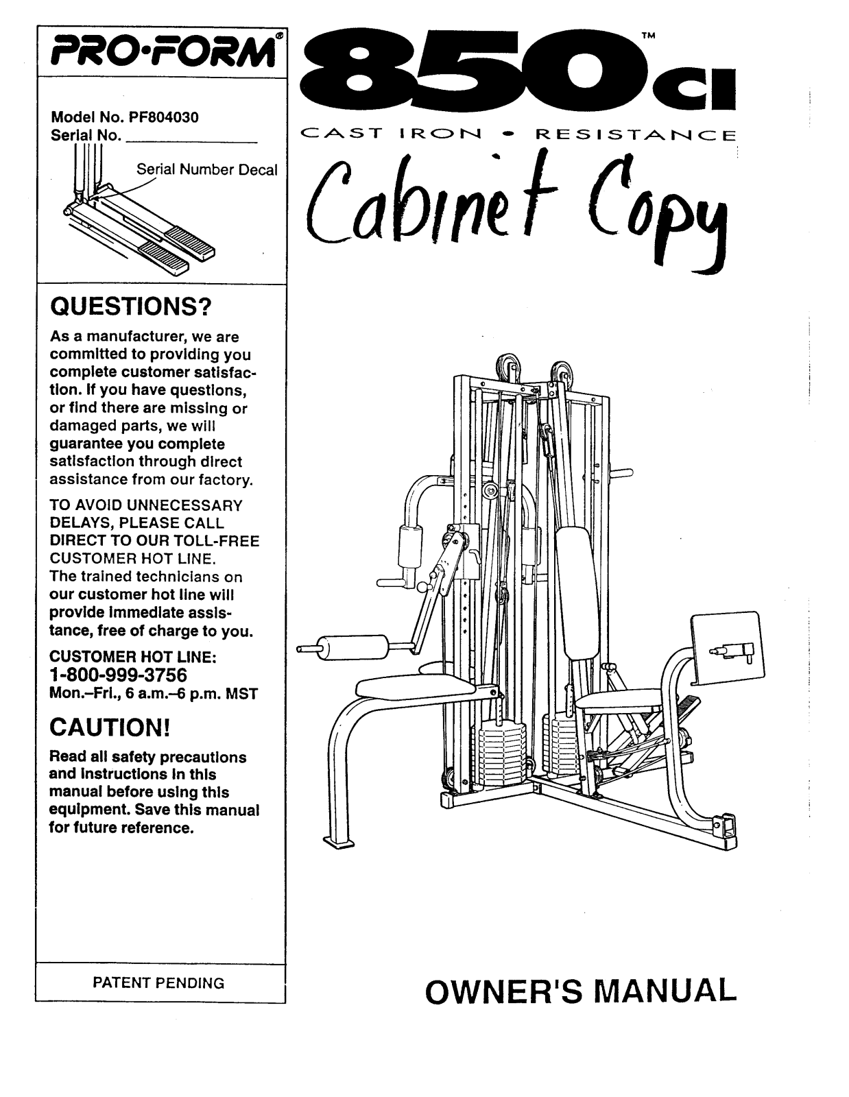 ProForm PF804030 User Manual