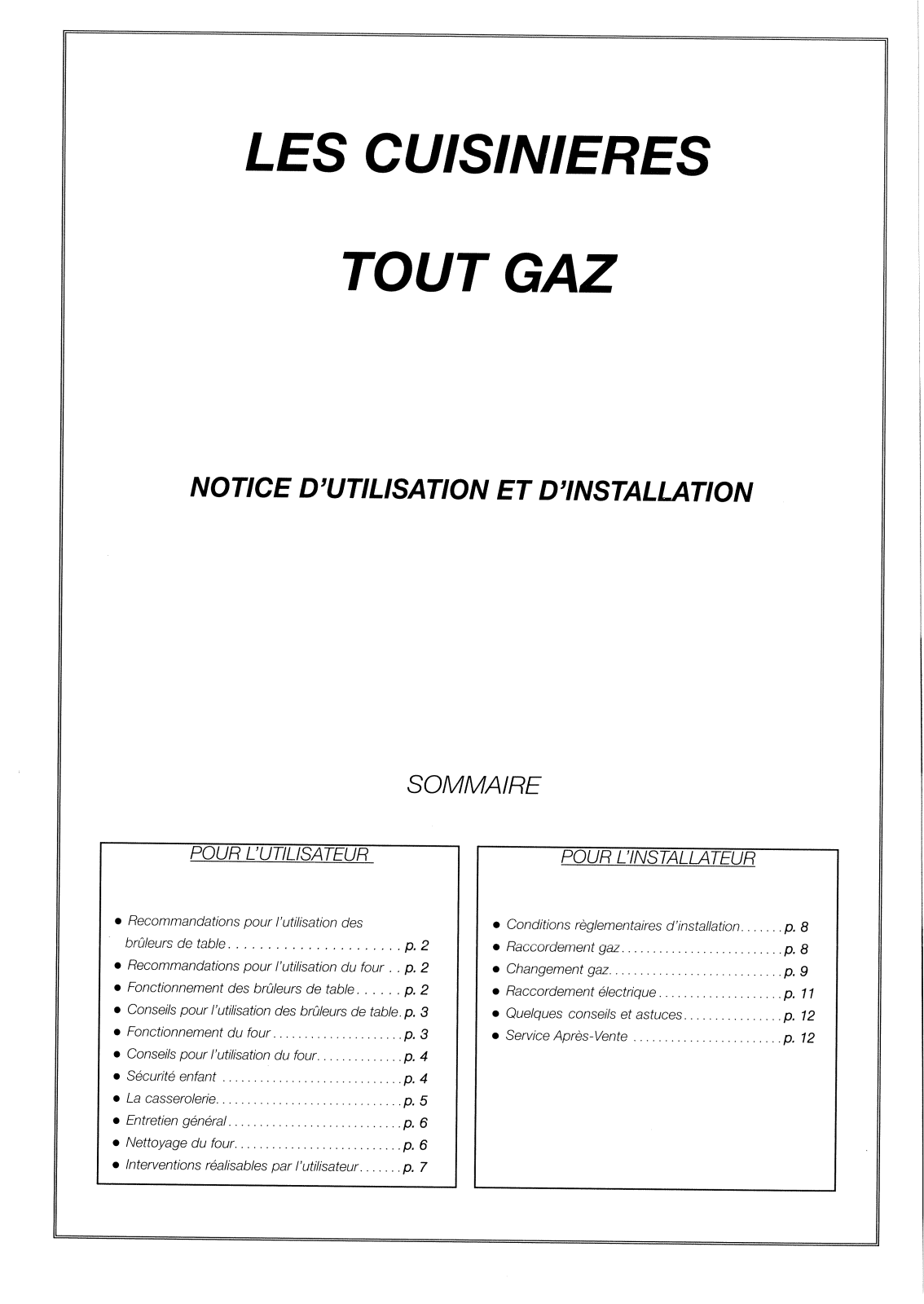 BRANDT GTB626, GC524, GB524, SCG 52 WF1, SCG 50 WF1 User Manual