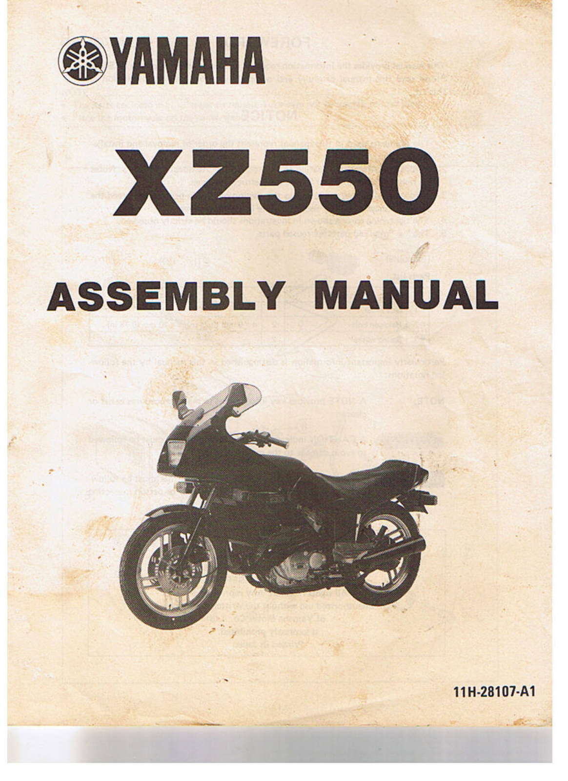 Yamaha XZ550RK ASSEMBLY MANUAL