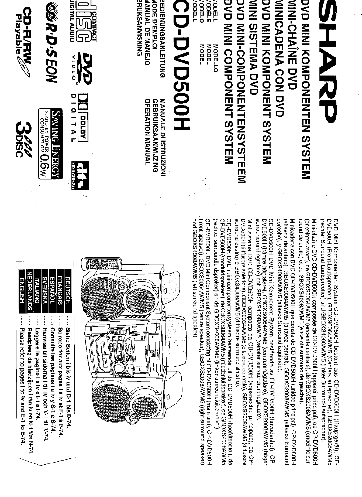 Sharp CD-DVD500H User Manual