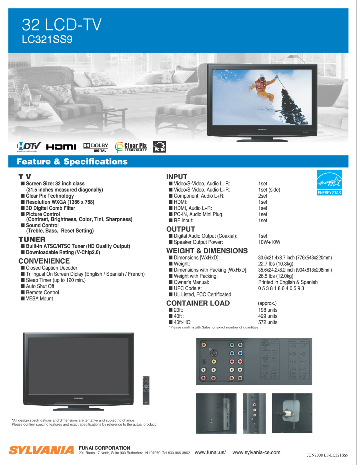 Sylvania LC321SS9 DATASHEET