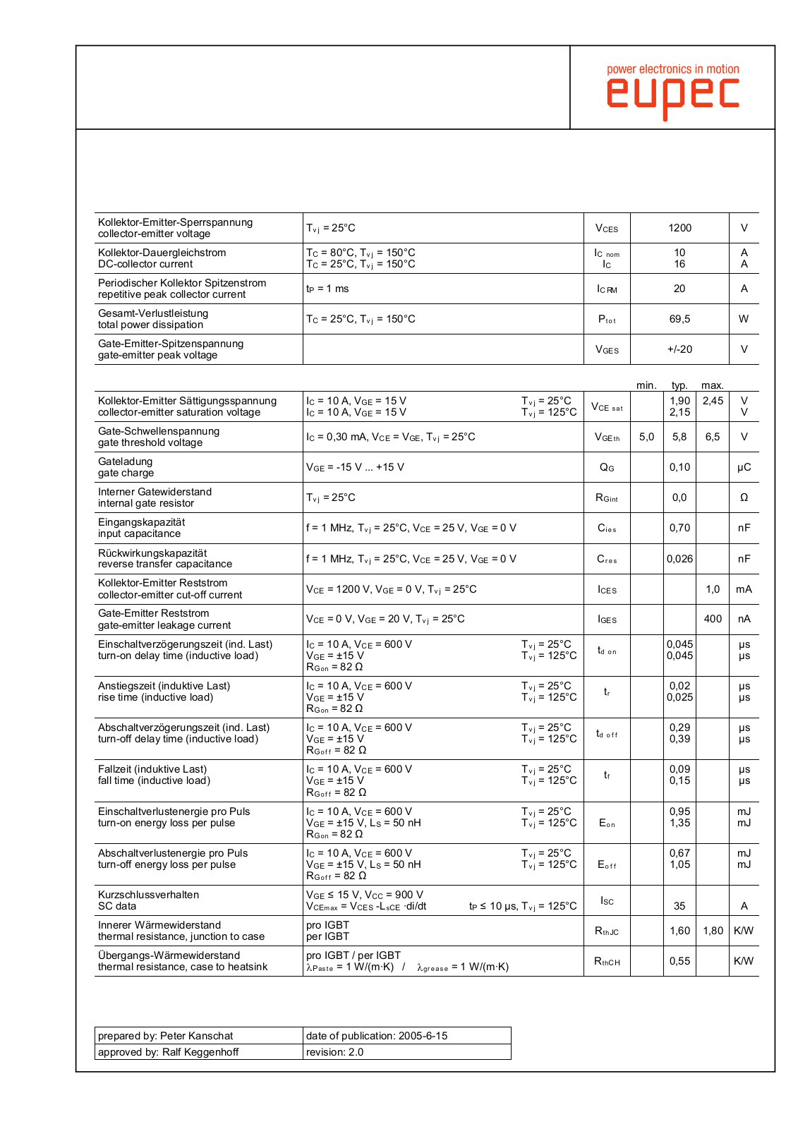 Infineon FP10R12YT3-B4 Data Sheet