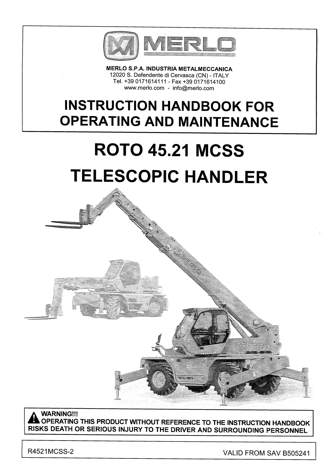 MERLO ROTO 45.21 MCSS User Manual