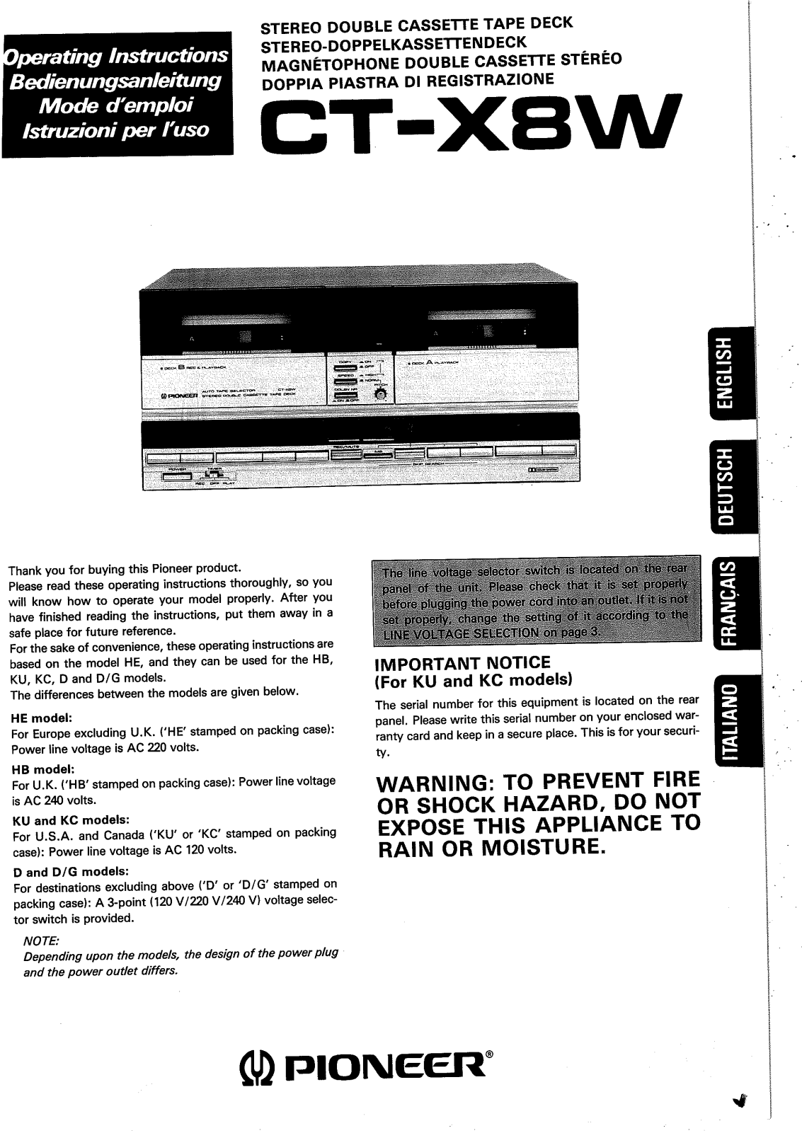 Pioneer CT-X8W User Manual