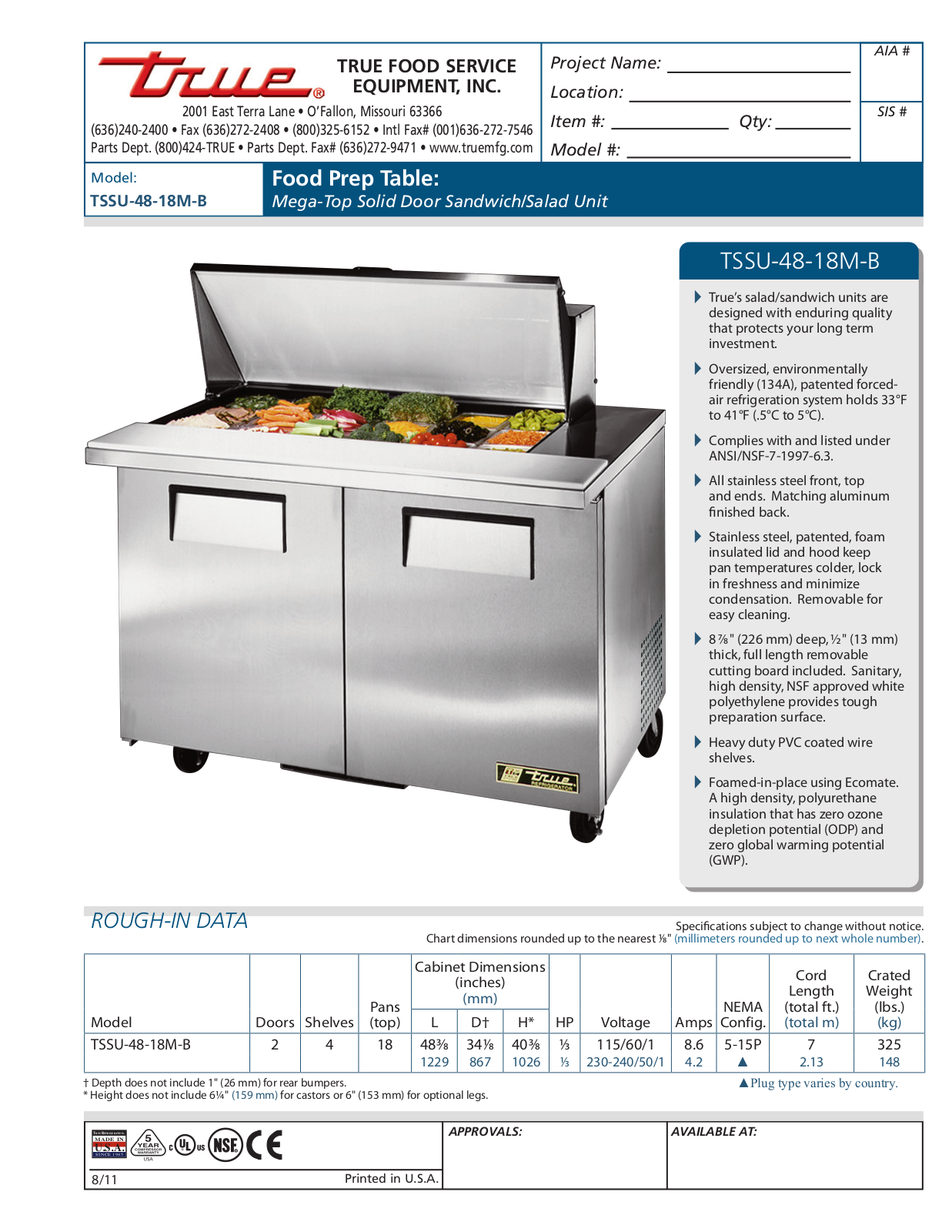 True TSSU-48-18M-B Installation Manual