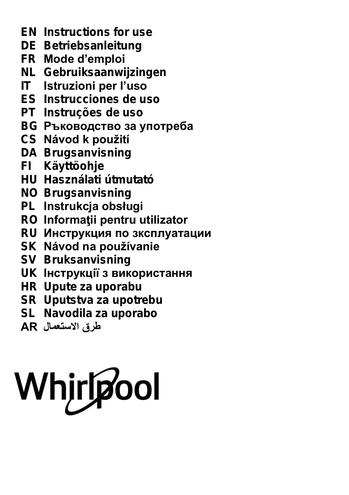 WHIRLPOOL WHBS 62F LT K User Manual