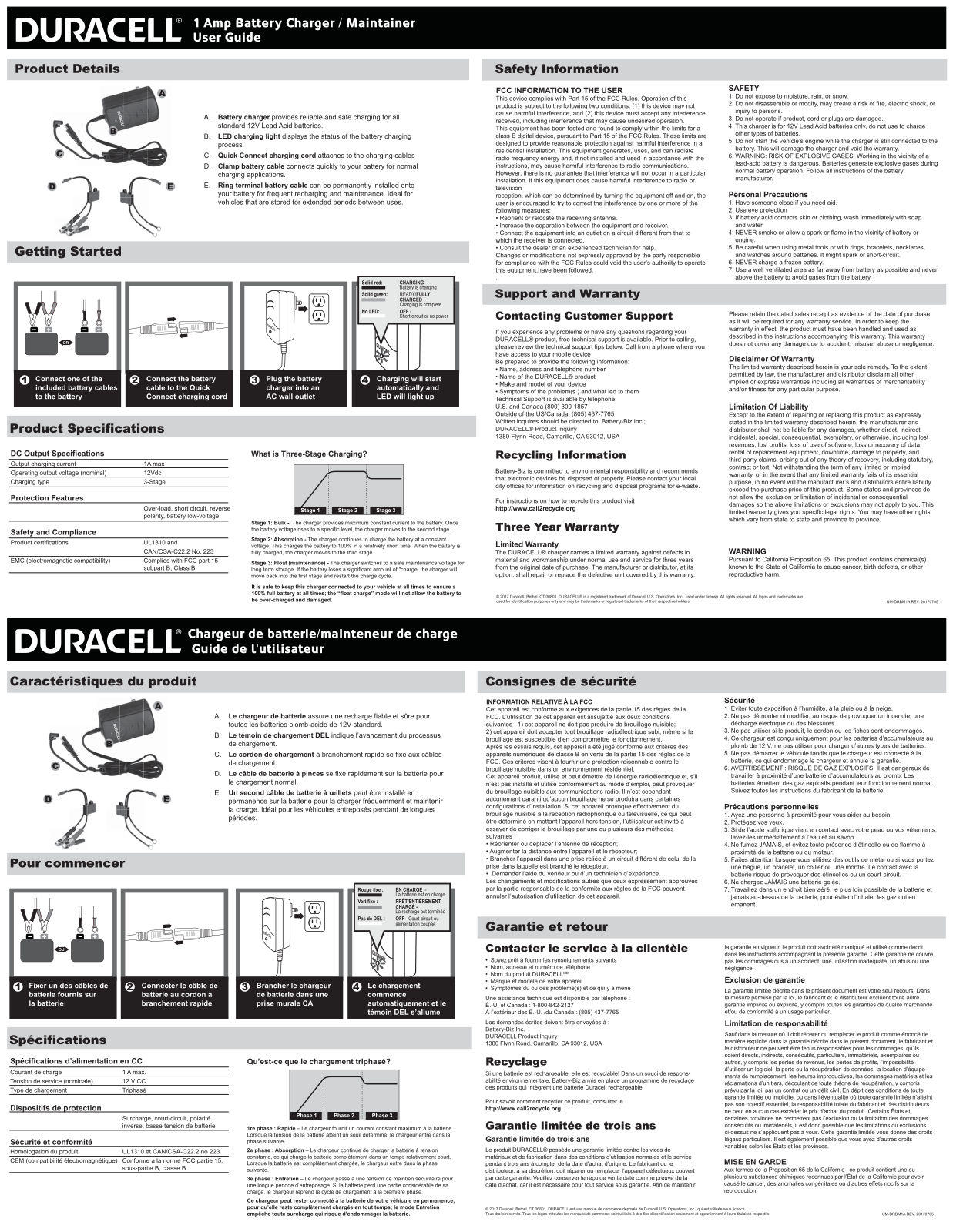 Duracell 1 Amp Battery Charger/Maintainer User Manual