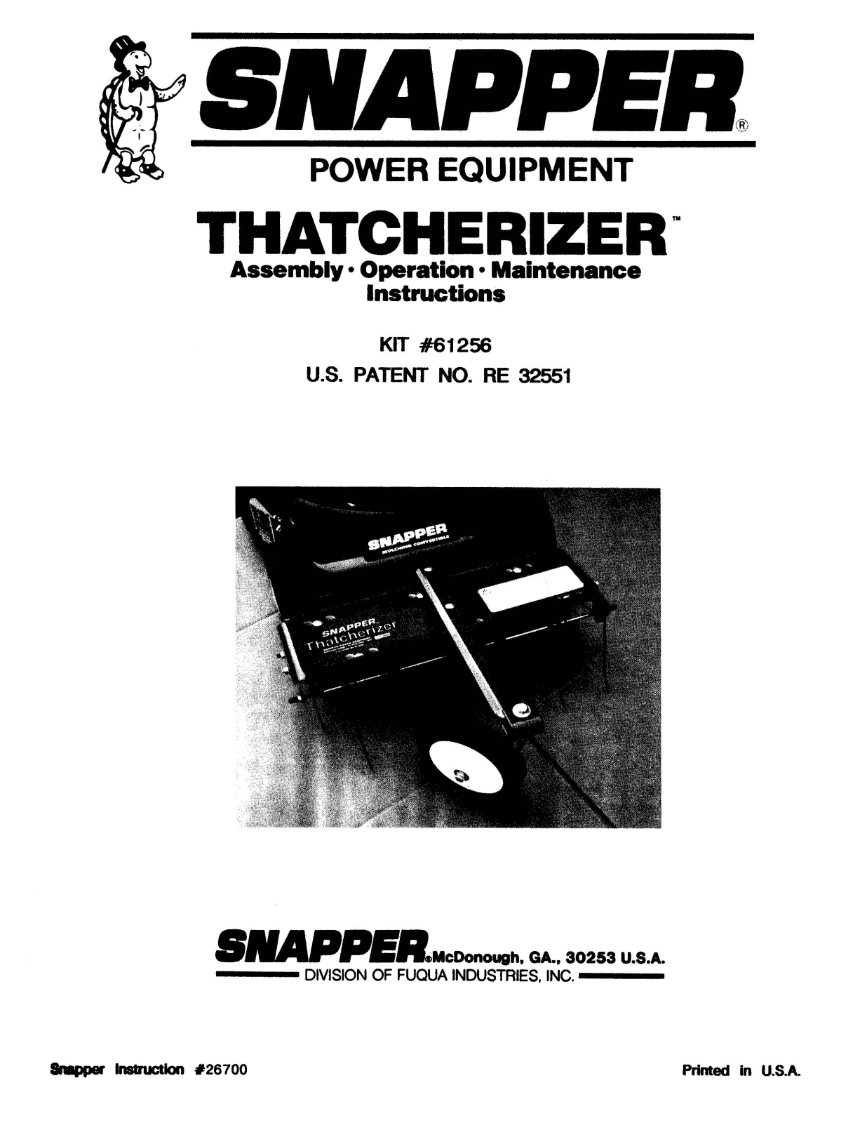 Snapper 61256 User Manual