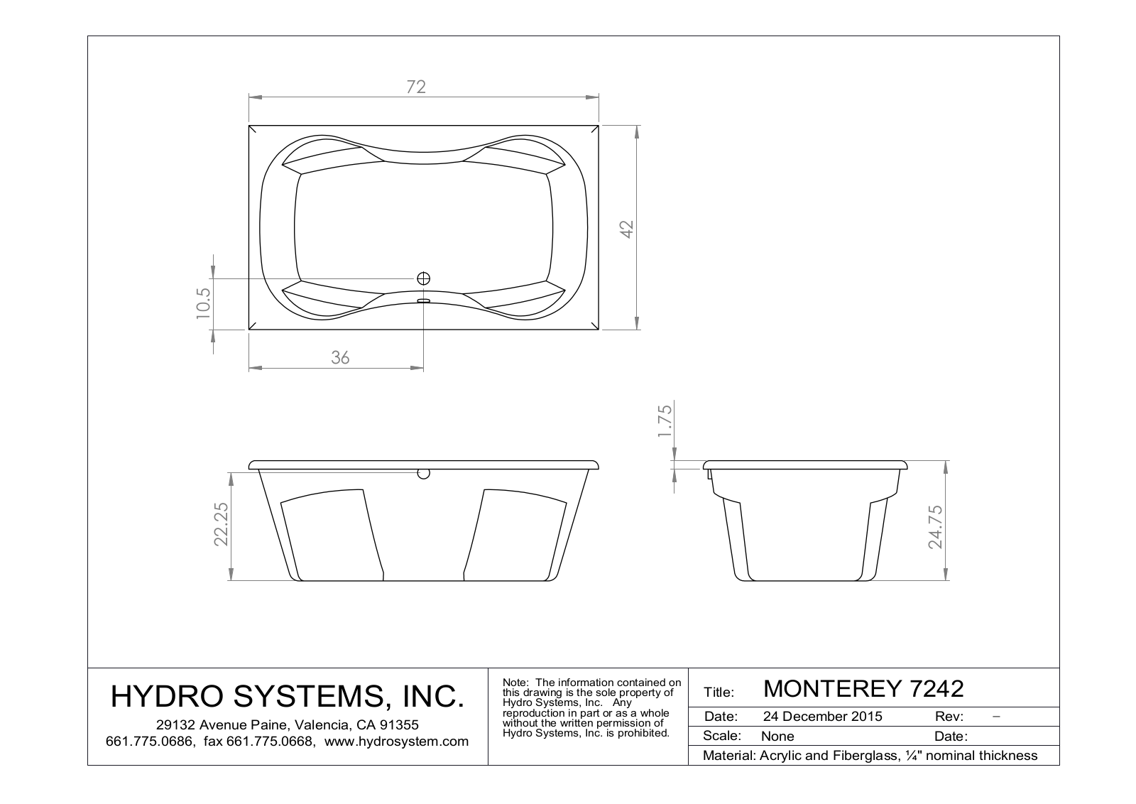 Hydro Systems HYDR1371 Dimensions - ManualMachine.com
