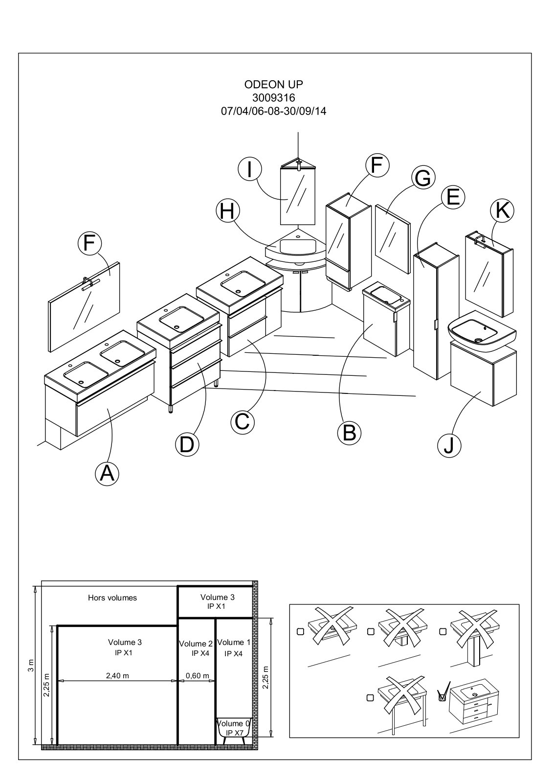 Jacob Delafon ODEON UP EB887-N18, ODEON UP EB994-N18, ODEON UP EB887-N14, ODEON UP EB994-E10, ODEON UP EB864-M43 Assembly guide