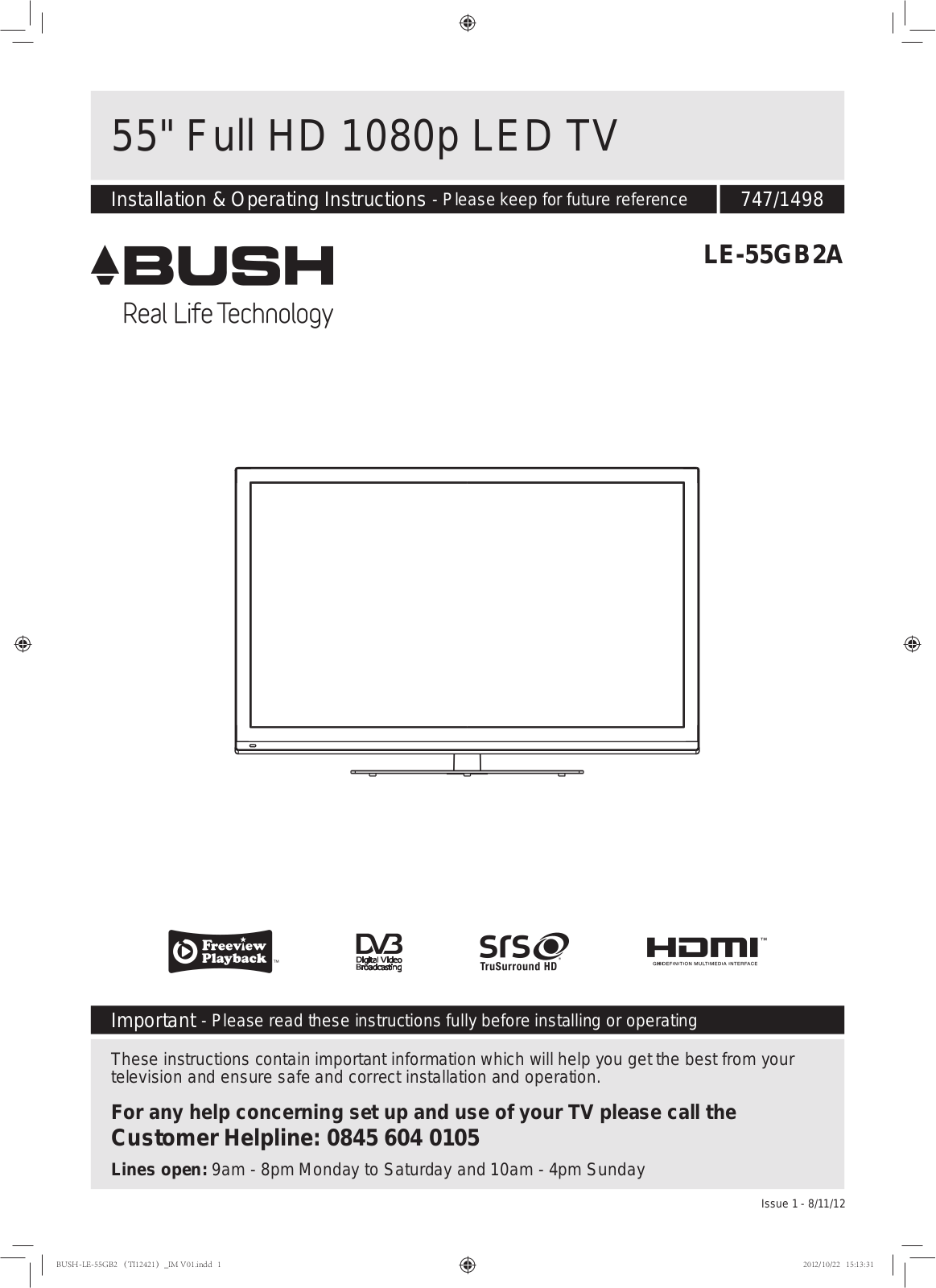 Bush LC-55G77A Instruction manual