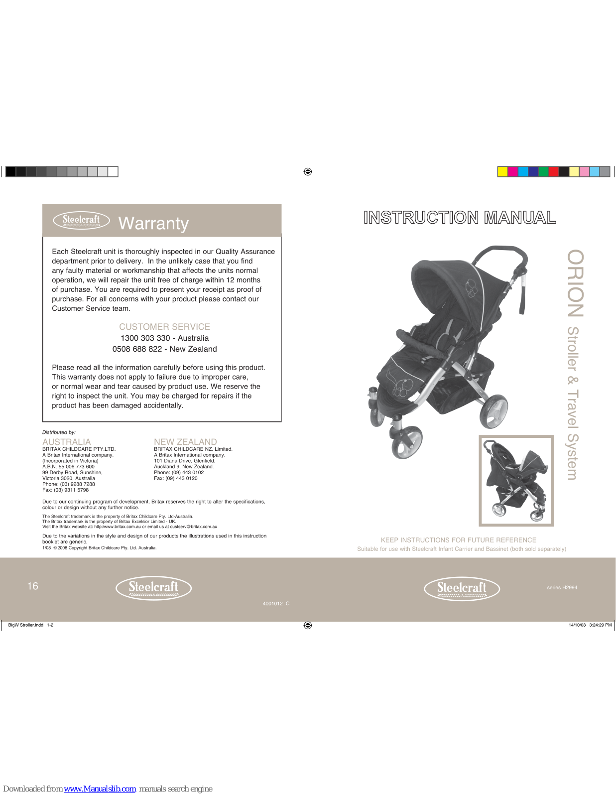 Britax Steelcraft ORION User Manual