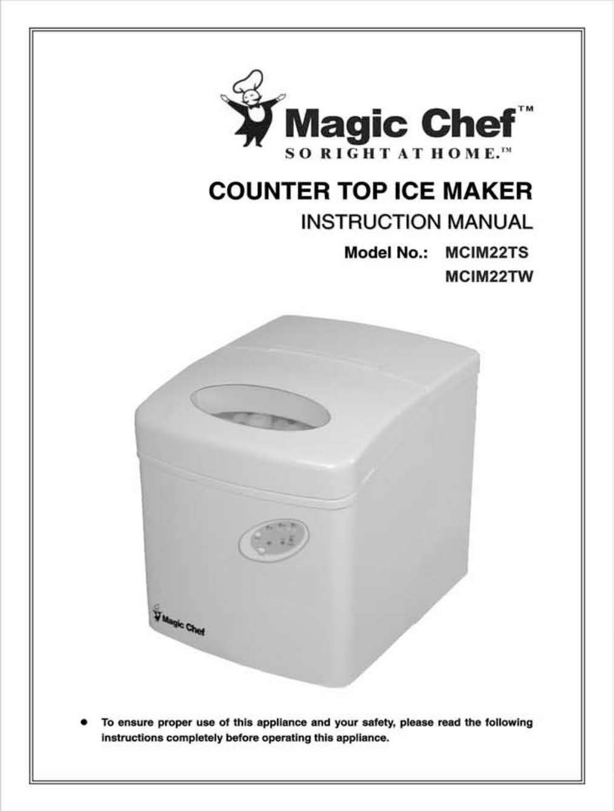 Magic chef MCIM22TW, MCIM22TS User Manual