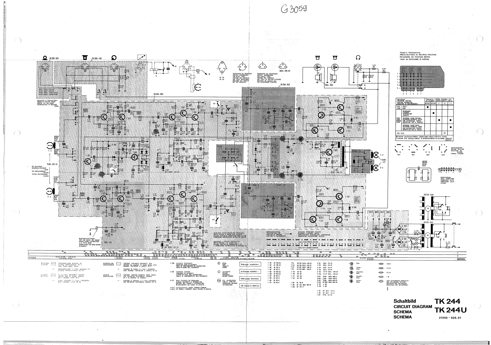 Grundig TK-244-U, TK-244 Schematic