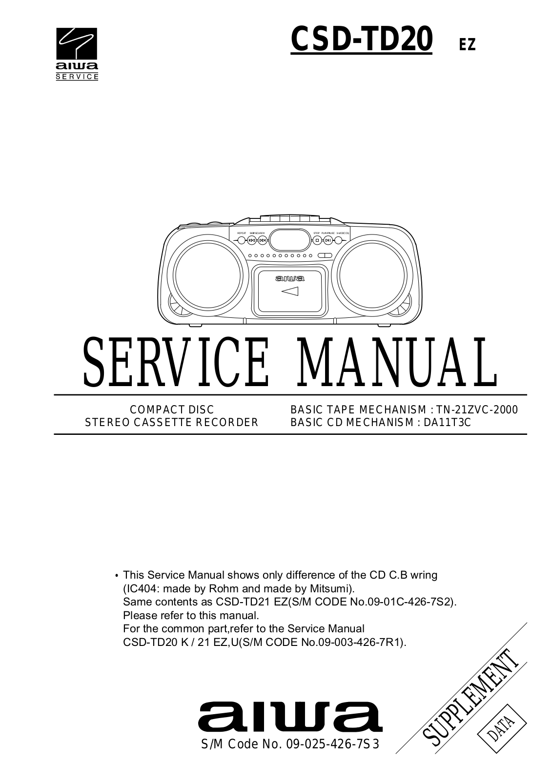 Aiwa CSD-TD20 Service Manual