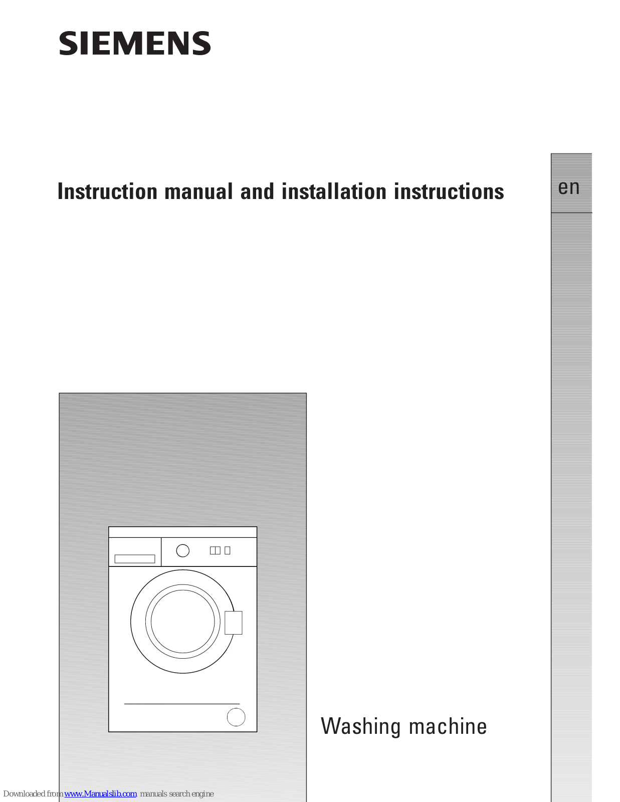 Siemens WM06A060HK Series Instruction Manual And Installation Instructions