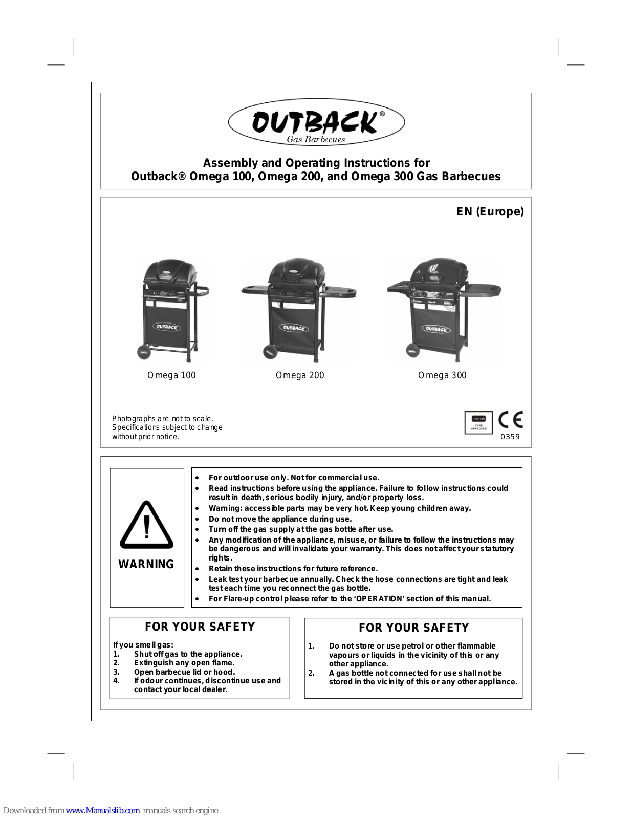 Outback Omega 100, Omega 300 Assembly  Manual