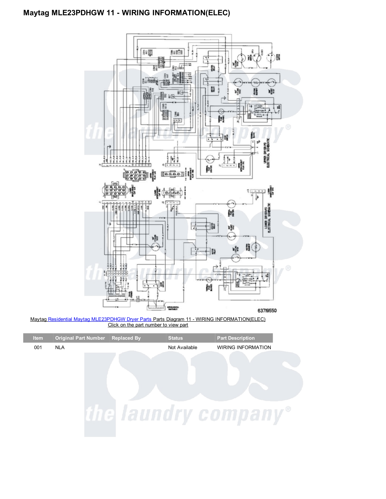 Maytag MLE23PDHGW Parts Diagram