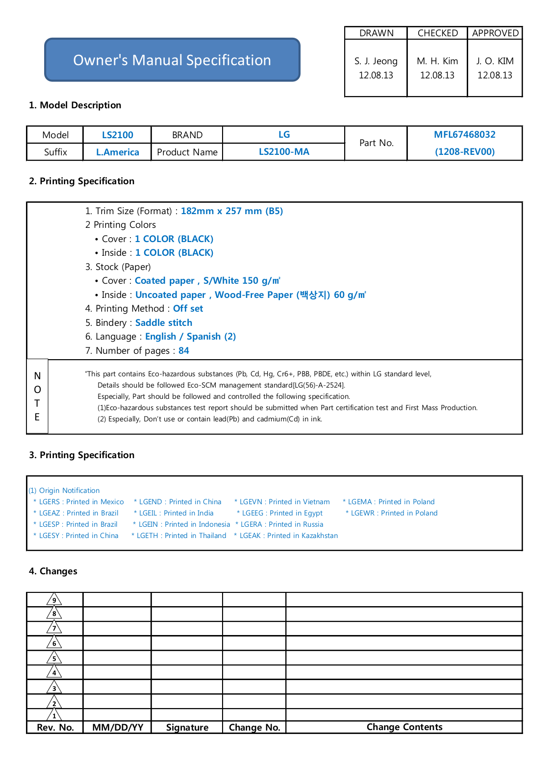 LG 22LS2100 Owner's Manual