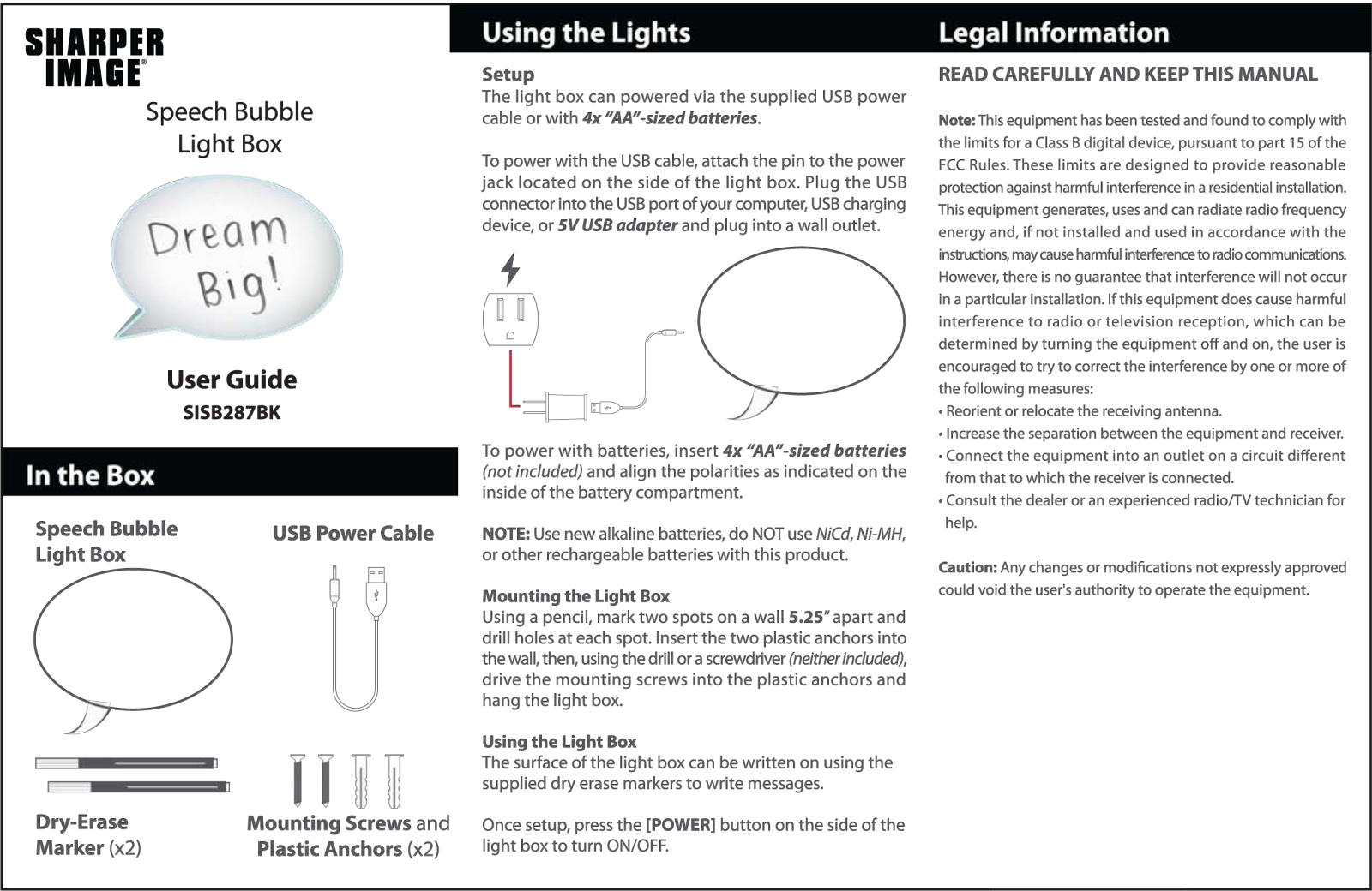 Sharper image SISB287BK User Manual