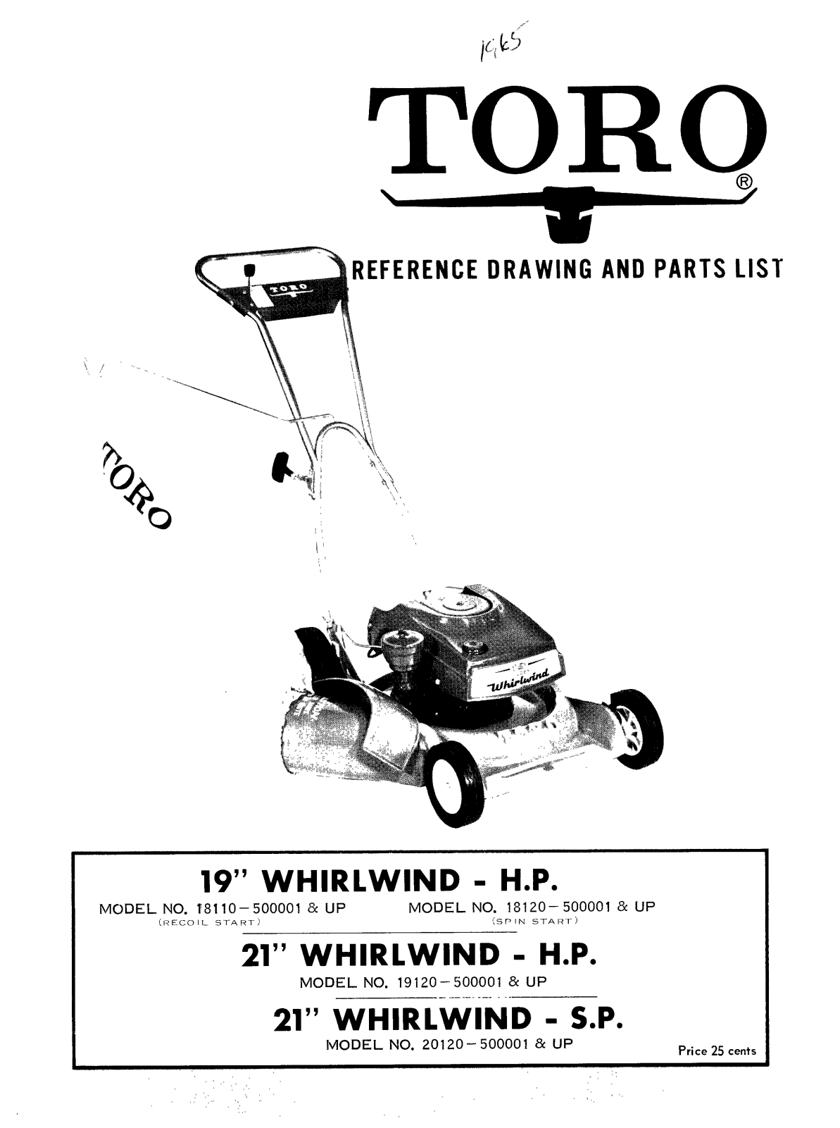 Toro 18110, 18120, 19120, 20120 Parts Catalogue