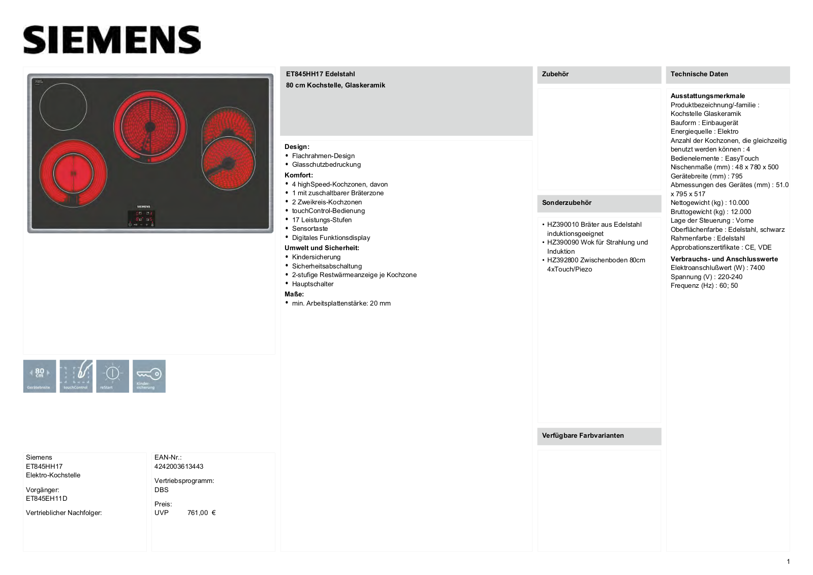 SIEMENS ET845HH17 operation manual