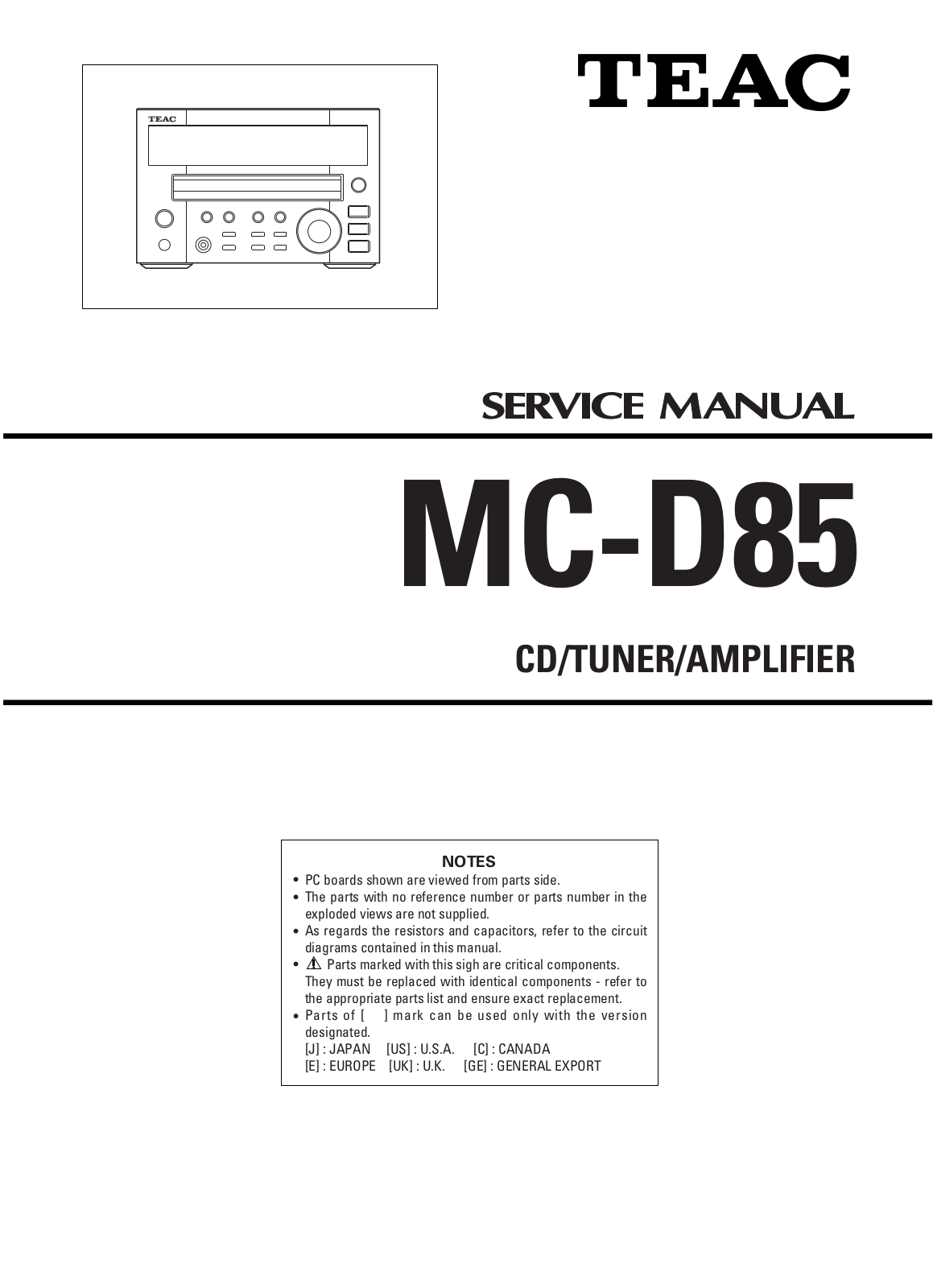 TEAC MCD-85 Service manual