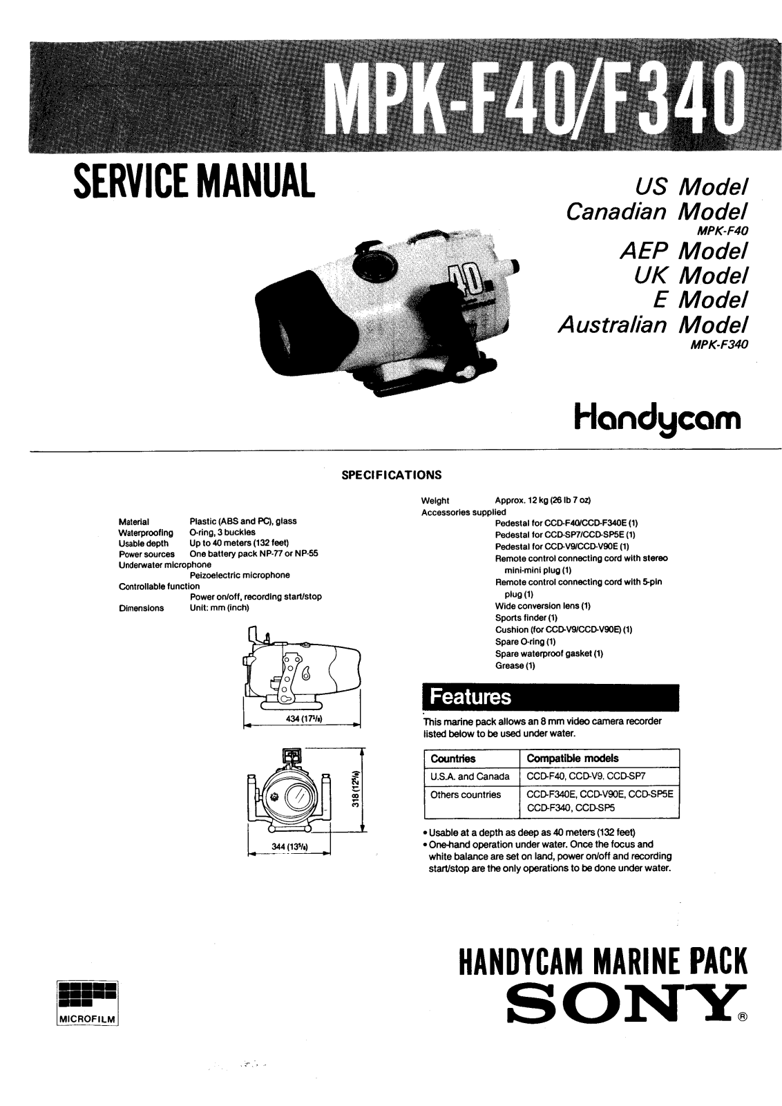 Sony MPK-F40, MPK-F340 Service Manual