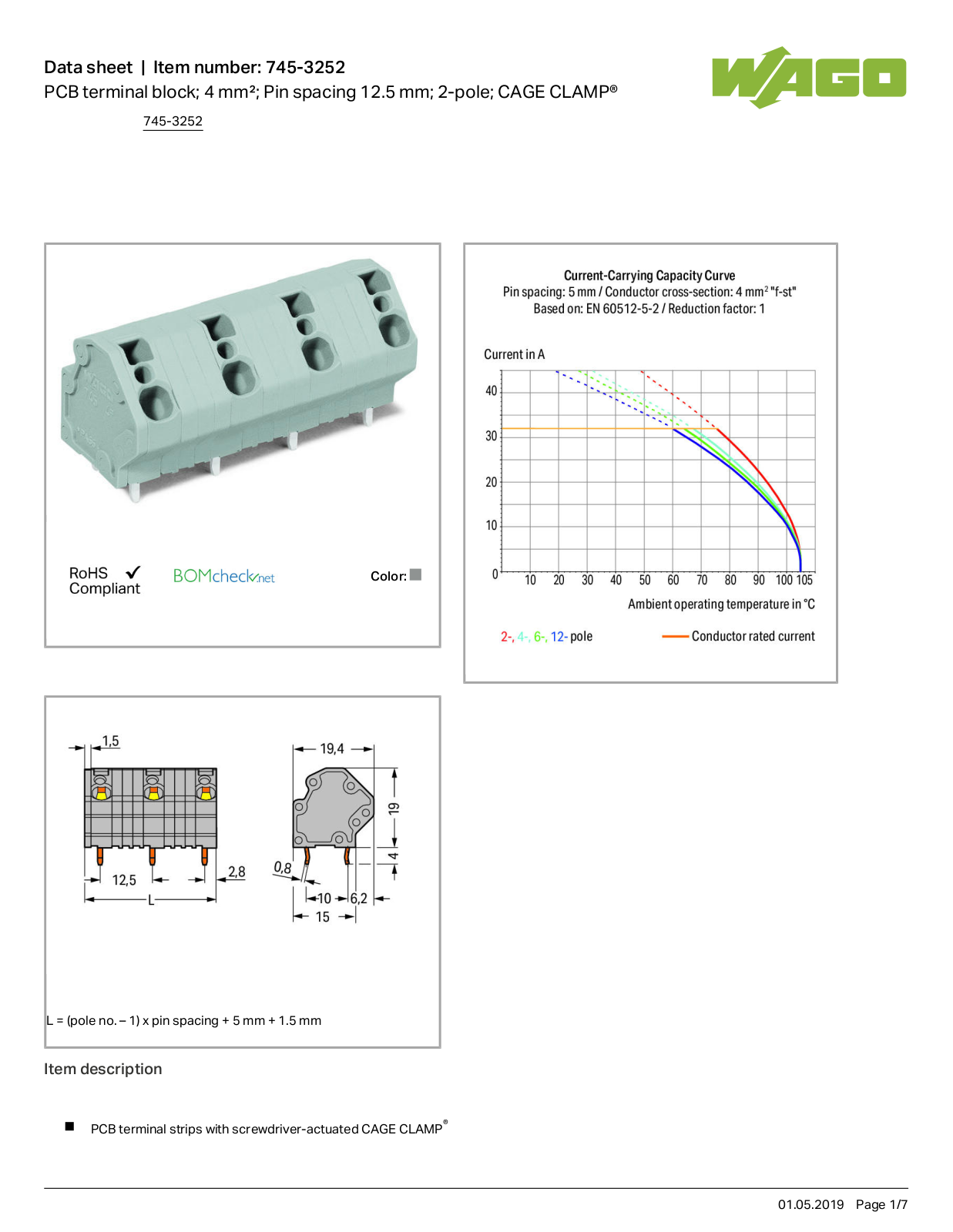 Wago 745-3252 Data Sheet