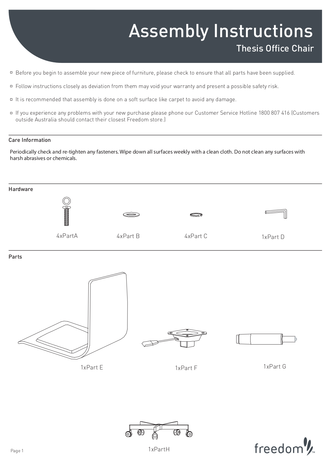 Freedom Thesis Office Chair Assembly Instruction