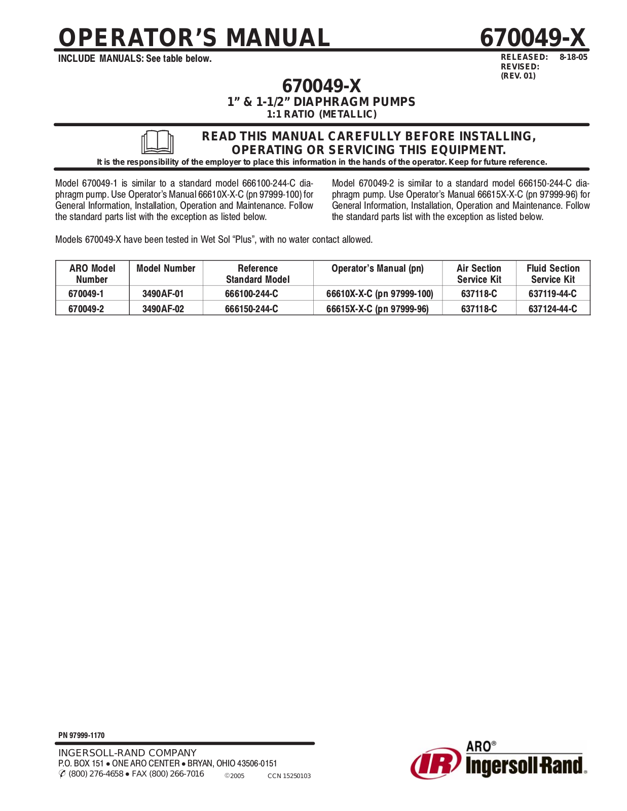 Ingersoll-Rand 670049-X User Manual