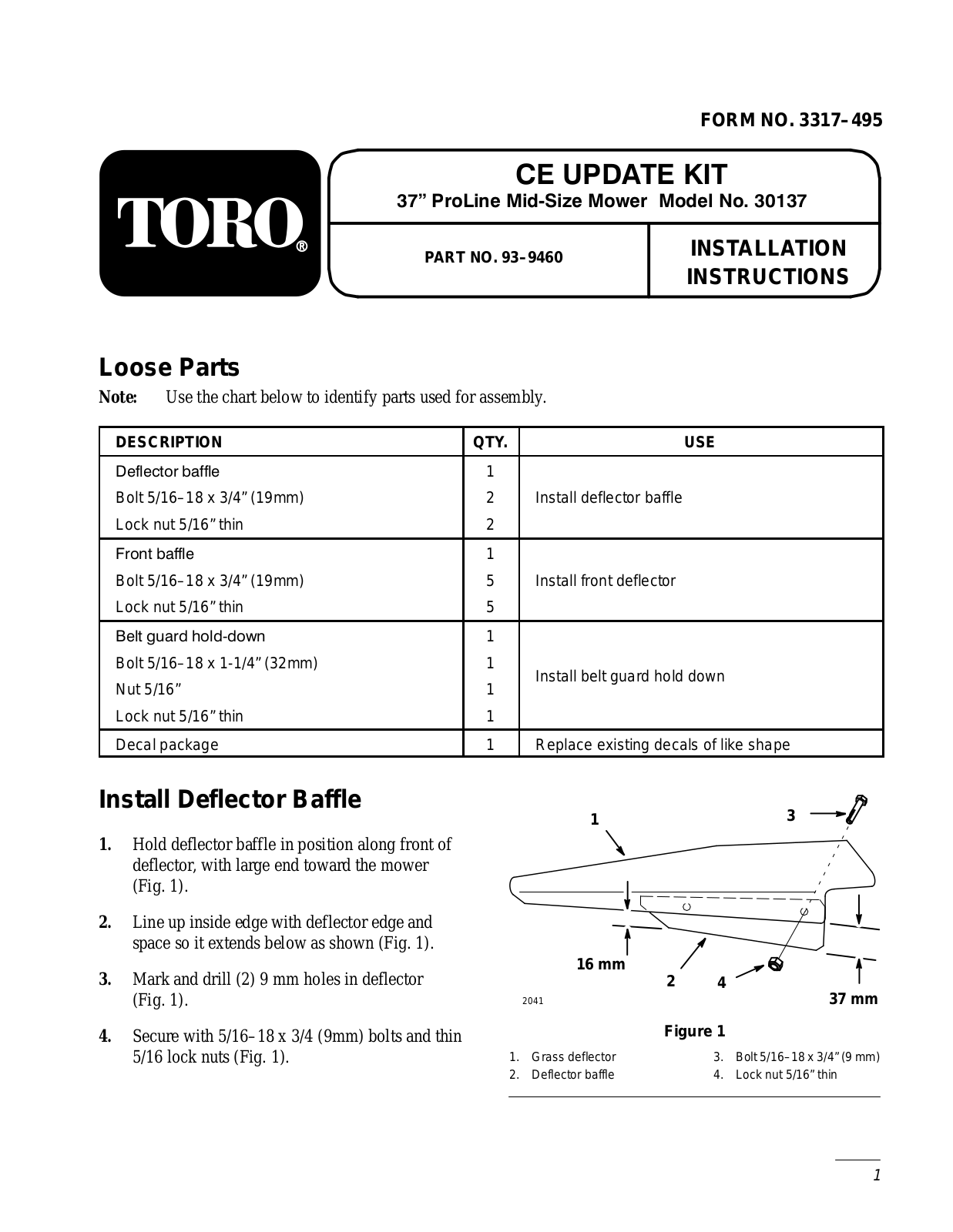 Toro 30139, 93-9460 Installation Instructions